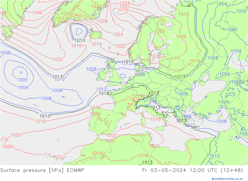 приземное давление ECMWF пт 03.05.2024 12 UTC