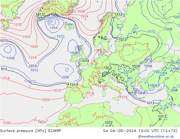 Bodendruck ECMWF Sa 04.05.2024 12 UTC