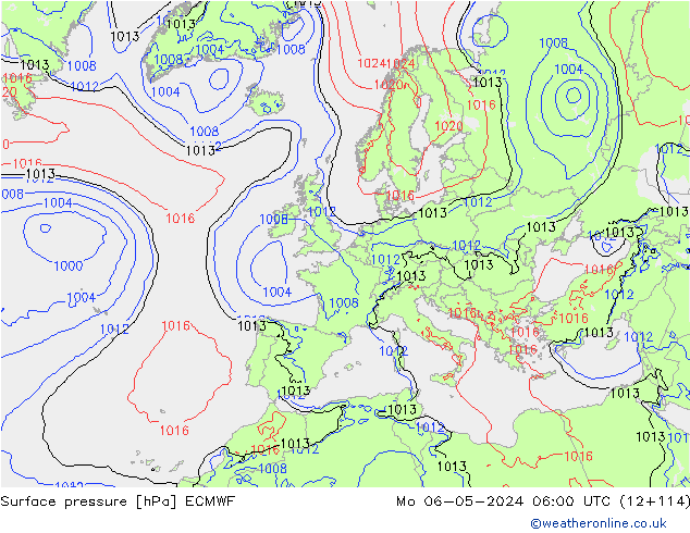 Bodendruck ECMWF Mo 06.05.2024 06 UTC