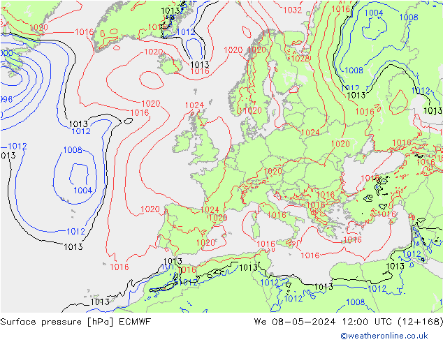 Atmosférický tlak ECMWF St 08.05.2024 12 UTC