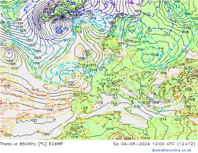 Theta-e 850hPa ECMWF Sa 04.05.2024 12 UTC