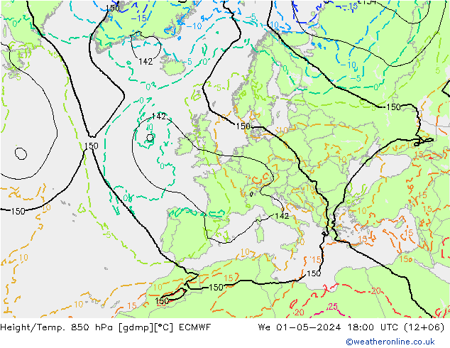 Z500/Rain (+SLP)/Z850 ECMWF Qua 01.05.2024 18 UTC