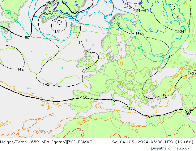 Height/Temp. 850 hPa ECMWF Sa 04.05.2024 06 UTC