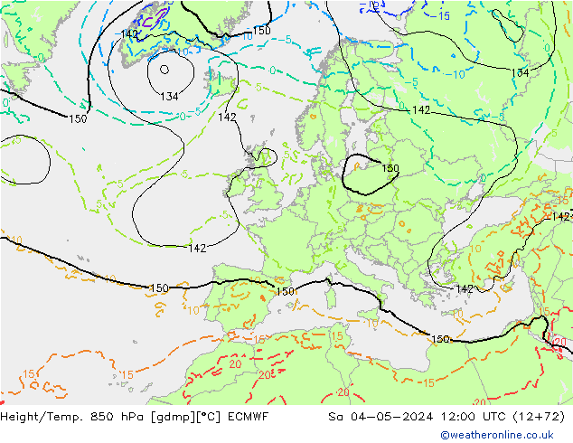 Z500/Rain (+SLP)/Z850 ECMWF sab 04.05.2024 12 UTC