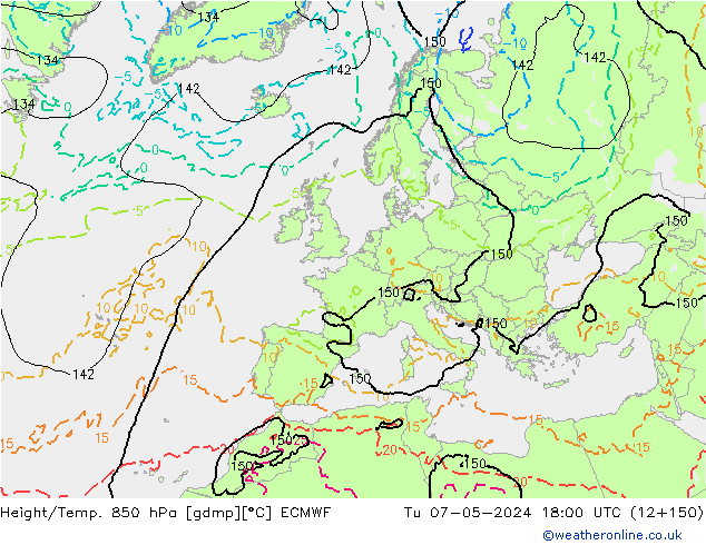 Height/Temp. 850 hPa ECMWF Ter 07.05.2024 18 UTC