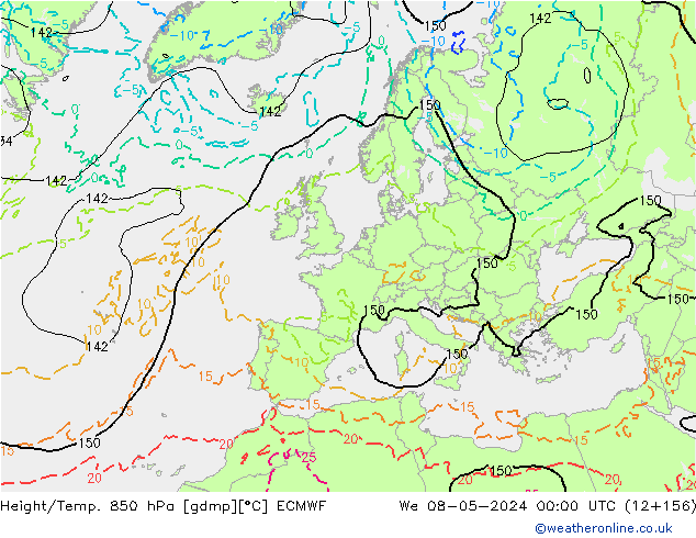 Z500/Rain (+SLP)/Z850 ECMWF Qua 08.05.2024 00 UTC