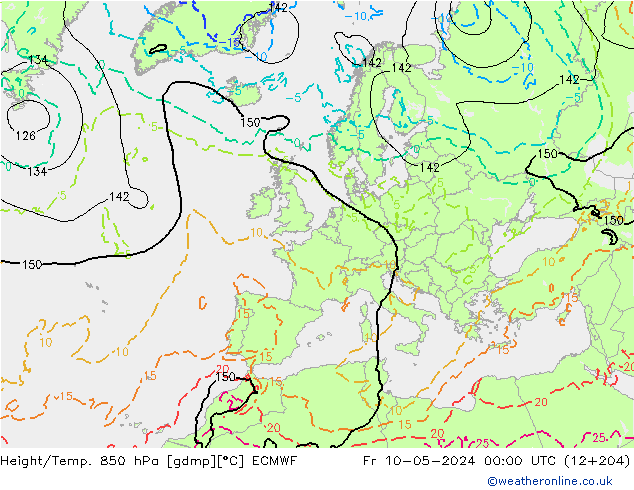 Z500/Yağmur (+YB)/Z850 ECMWF Cu 10.05.2024 00 UTC