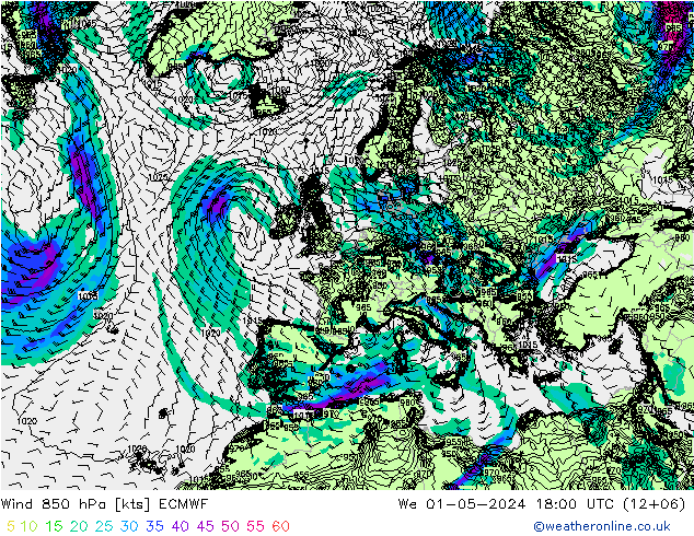 Wind 850 hPa ECMWF wo 01.05.2024 18 UTC