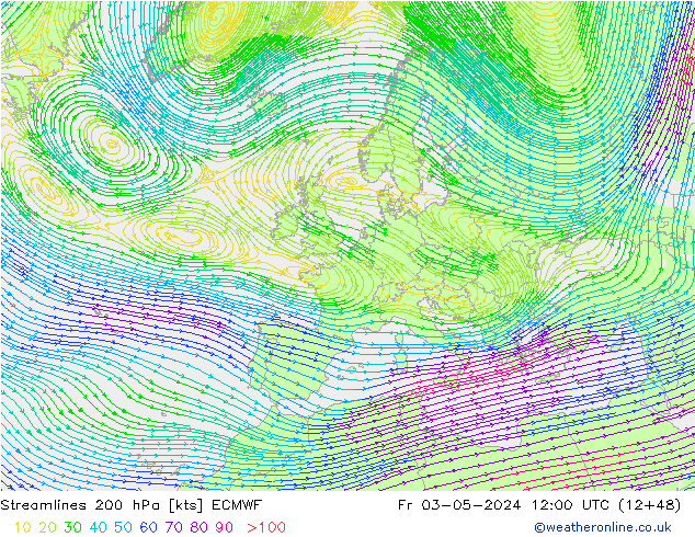ветер 200 гПа ECMWF пт 03.05.2024 12 UTC