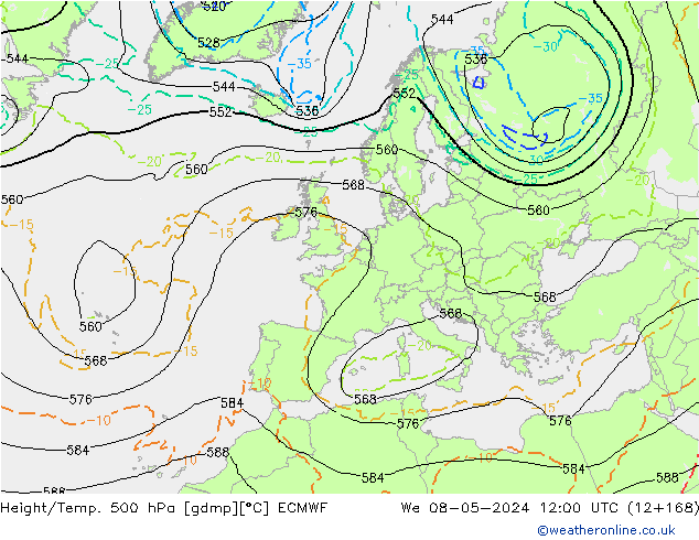 Z500/Rain (+SLP)/Z850 ECMWF ��� 08.05.2024 12 UTC