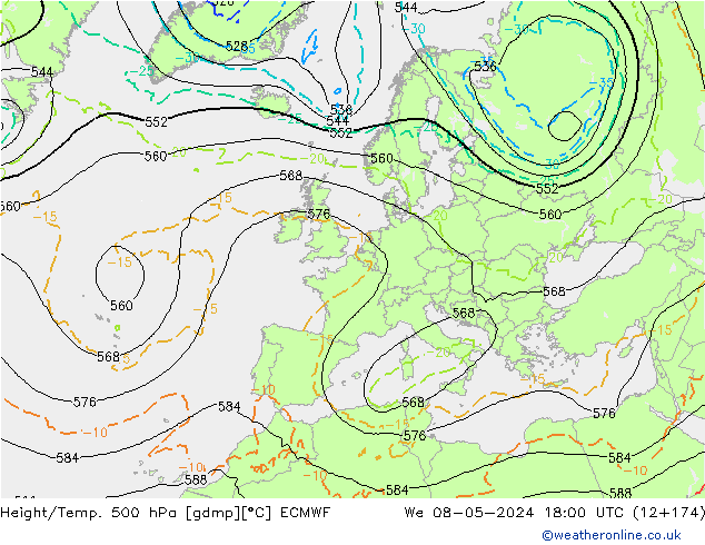 Z500/Rain (+SLP)/Z850 ECMWF ��� 08.05.2024 18 UTC