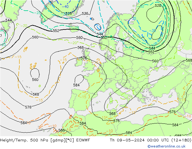 Z500/Rain (+SLP)/Z850 ECMWF чт 09.05.2024 00 UTC