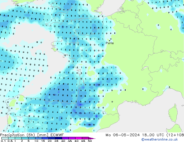 Z500/Rain (+SLP)/Z850 ECMWF Mo 06.05.2024 00 UTC