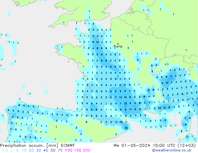 Nied. akkumuliert ECMWF Mi 01.05.2024 15 UTC