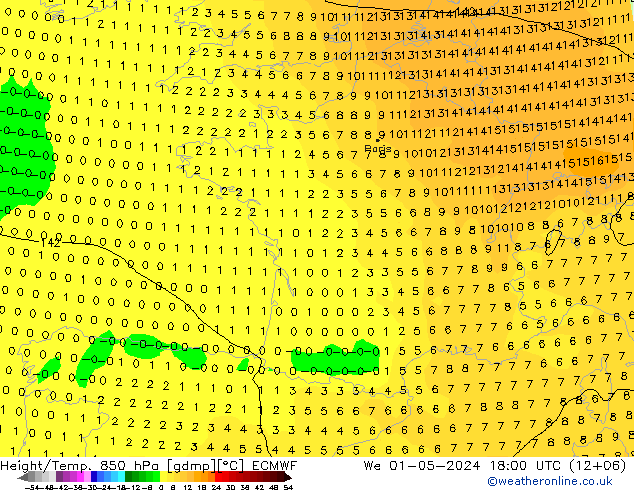 Z500/Rain (+SLP)/Z850 ECMWF mer 01.05.2024 18 UTC