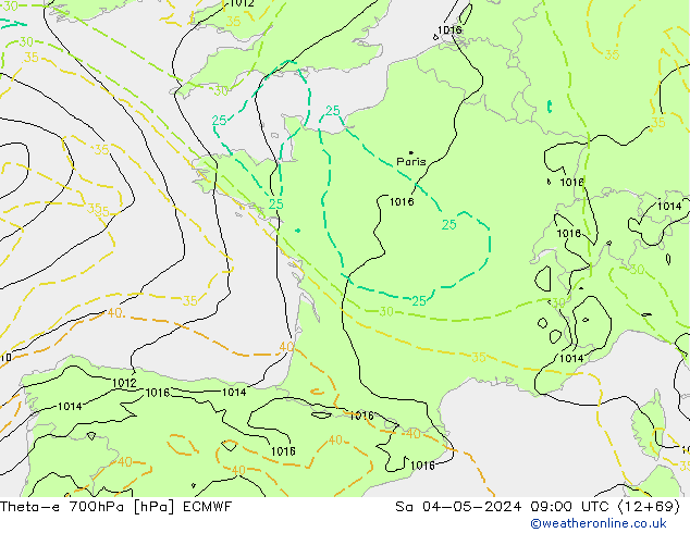 Theta-e 700hPa ECMWF Cts 04.05.2024 09 UTC