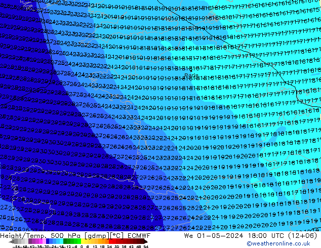 Z500/Rain (+SLP)/Z850 ECMWF mer 01.05.2024 18 UTC