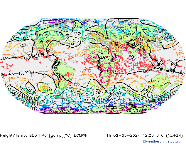 Z500/Rain (+SLP)/Z850 ECMWF Th 02.05.2024 12 UTC