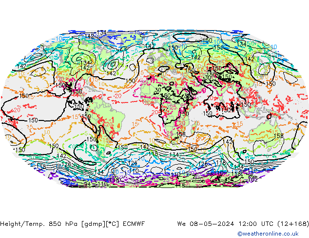 Z500/Rain (+SLP)/Z850 ECMWF We 08.05.2024 12 UTC