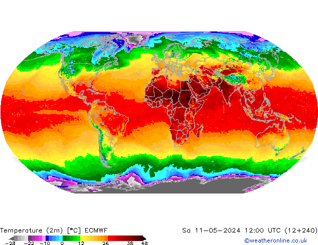 Temperatuurkaart (2m) ECMWF za 11.05.2024 12 UTC