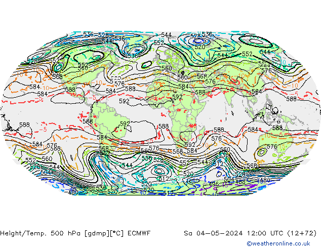 Height/Temp. 500 hPa ECMWF Sa 04.05.2024 12 UTC