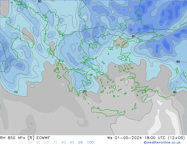 RH 850 hPa ECMWF We 01.05.2024 18 UTC