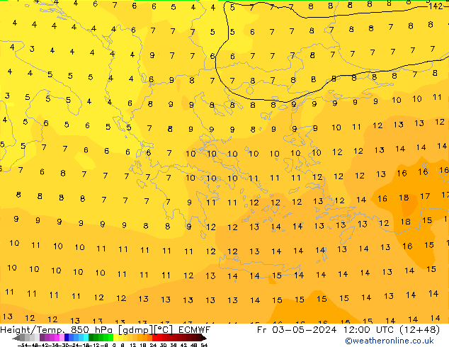 Z500/Rain (+SLP)/Z850 ECMWF Pá 03.05.2024 12 UTC