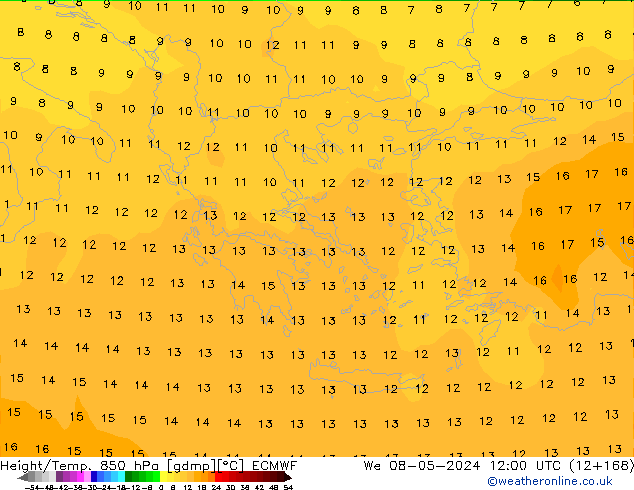 Z500/Rain (+SLP)/Z850 ECMWF We 08.05.2024 12 UTC