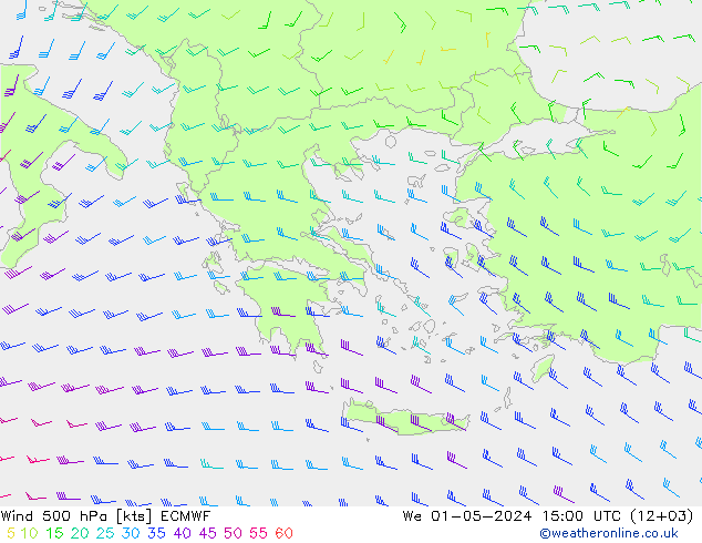 Viento 500 hPa ECMWF mié 01.05.2024 15 UTC