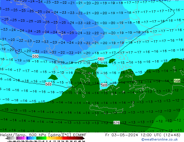 Z500/Rain (+SLP)/Z850 ECMWF Pá 03.05.2024 12 UTC