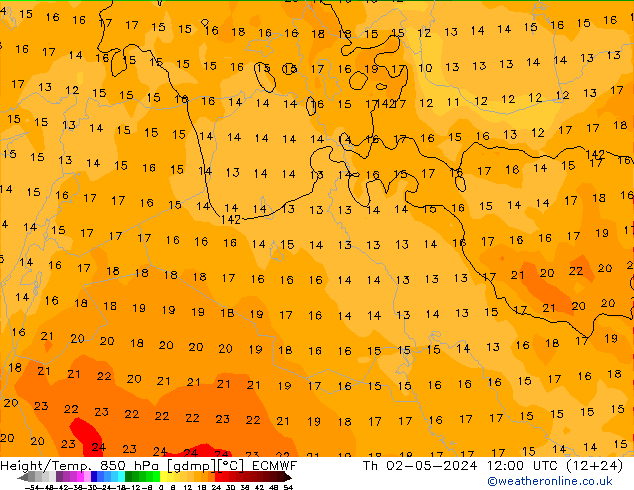 Z500/Rain (+SLP)/Z850 ECMWF Th 02.05.2024 12 UTC