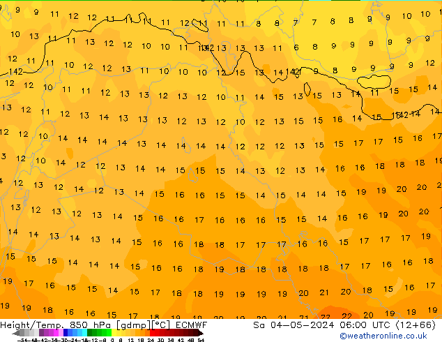 Hoogte/Temp. 850 hPa ECMWF za 04.05.2024 06 UTC