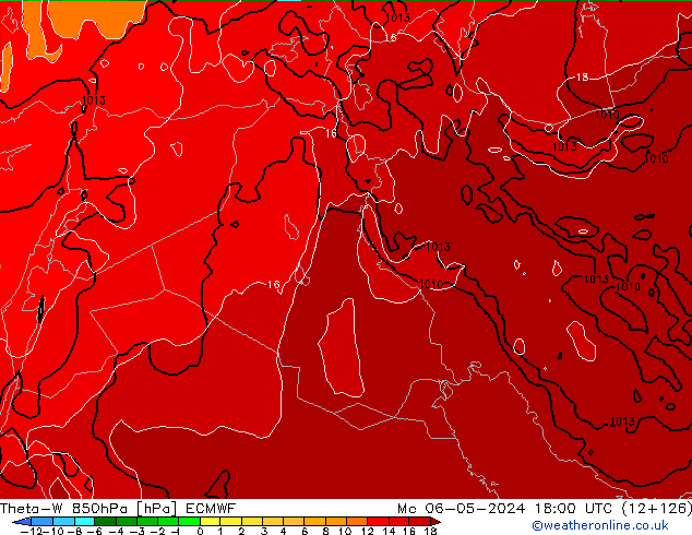 Theta-W 850hPa ECMWF pon. 06.05.2024 18 UTC