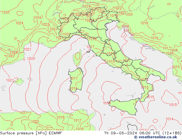 Yer basıncı ECMWF Per 09.05.2024 06 UTC