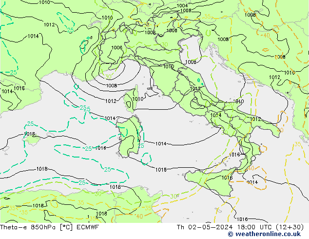 Theta-e 850hPa ECMWF jeu 02.05.2024 18 UTC