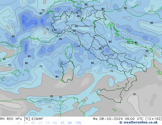 RH 850 hPa ECMWF  08.05.2024 06 UTC