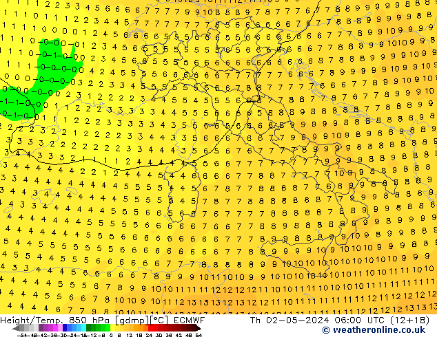 Z500/Rain (+SLP)/Z850 ECMWF Čt 02.05.2024 06 UTC