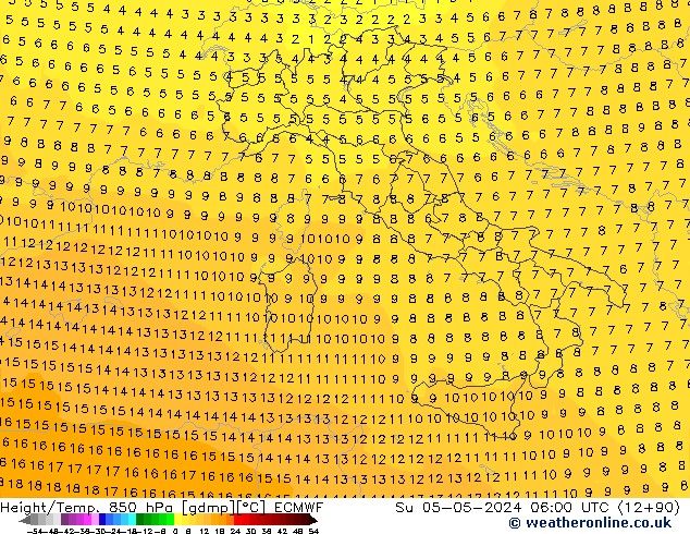 Z500/Regen(+SLP)/Z850 ECMWF zo 05.05.2024 06 UTC