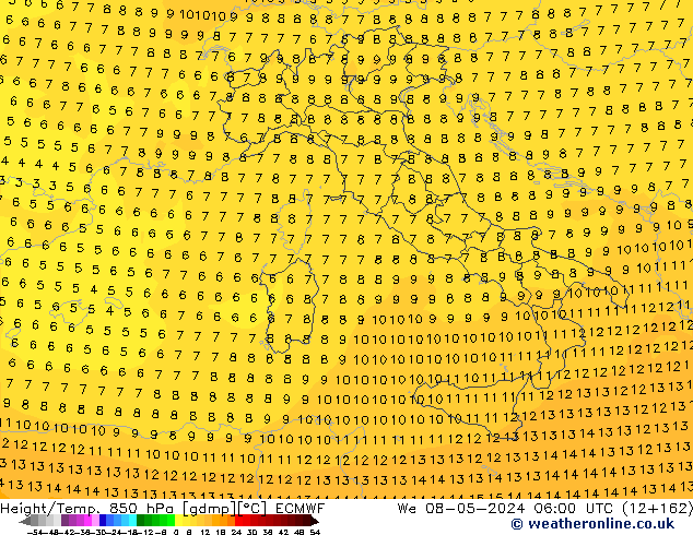 Z500/Rain (+SLP)/Z850 ECMWF śro. 08.05.2024 06 UTC