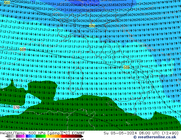 Z500/Regen(+SLP)/Z850 ECMWF zo 05.05.2024 06 UTC