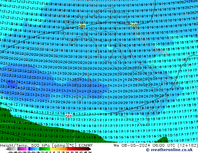 Z500/Rain (+SLP)/Z850 ECMWF śro. 08.05.2024 06 UTC