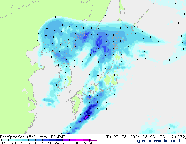 Z500/Rain (+SLP)/Z850 ECMWF вт 07.05.2024 00 UTC