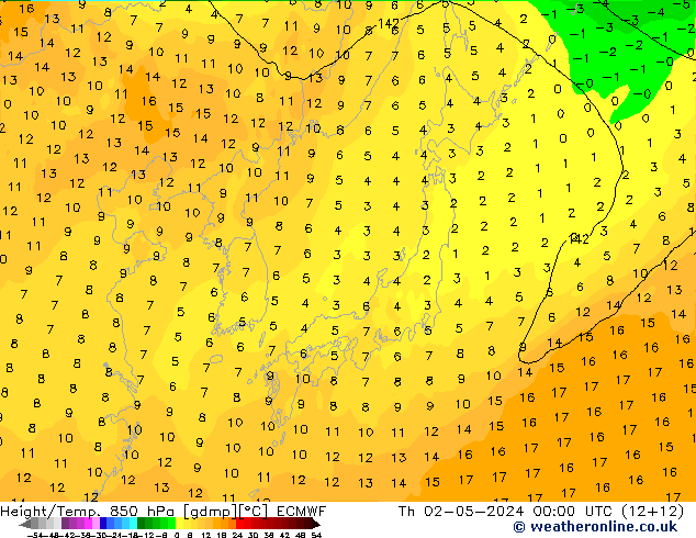 Z500/Rain (+SLP)/Z850 ECMWF jue 02.05.2024 00 UTC