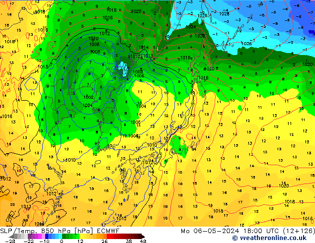 SLP/Temp. 850 hPa ECMWF lun 06.05.2024 18 UTC