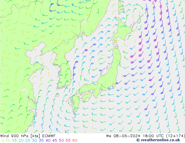 Wind 900 hPa ECMWF wo 08.05.2024 18 UTC