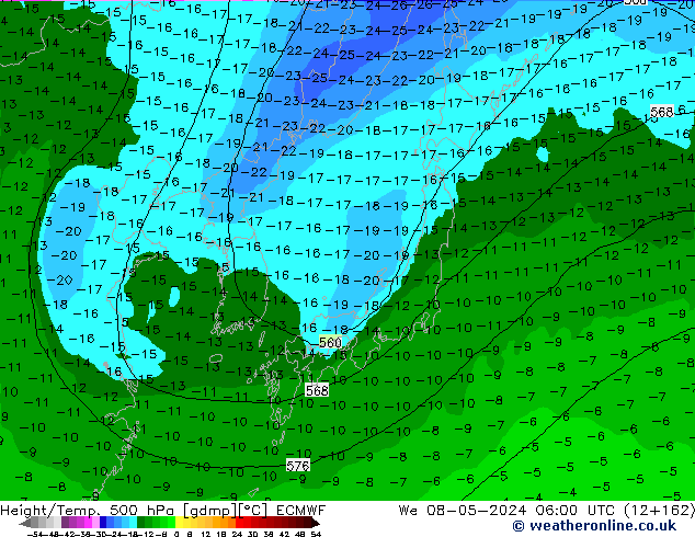 Z500/Rain (+SLP)/Z850 ECMWF St 08.05.2024 06 UTC