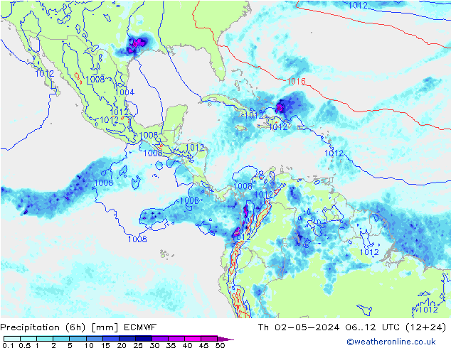 Z500/Rain (+SLP)/Z850 ECMWF jeu 02.05.2024 12 UTC