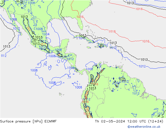 Pressione al suolo ECMWF gio 02.05.2024 12 UTC