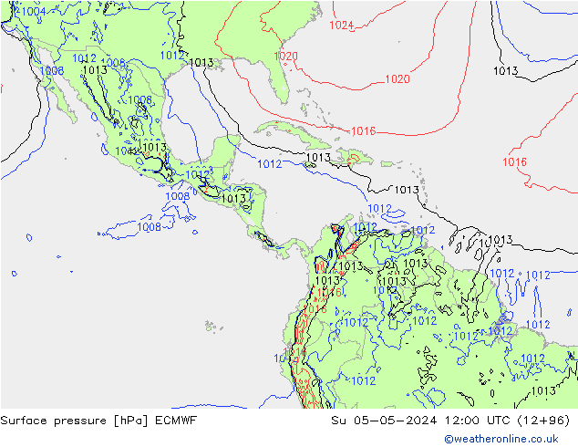 Surface pressure ECMWF Su 05.05.2024 12 UTC