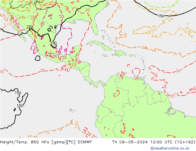 Z500/Rain (+SLP)/Z850 ECMWF Th 09.05.2024 12 UTC